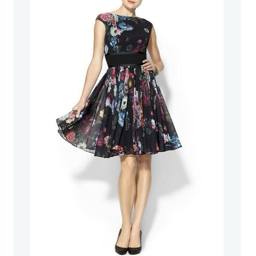 Ted Baker Farilla Oil Paint Floral Print Dress Size 2 (US 6)